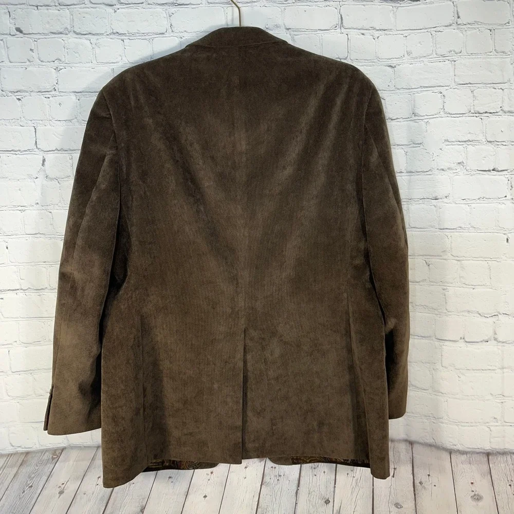 Lauren Ralph Lauren Mens Brown Corduroy Blazer Paisley Lining Sport Coat 42R